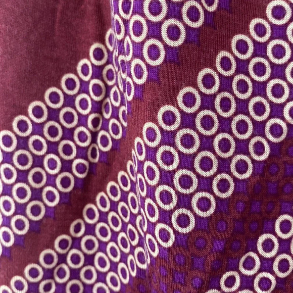 CAbi #3084 Celebrate Geometric Dot Drape Neck Maroon Cream Purple Blouse Rayon S - Picture 7 of 10